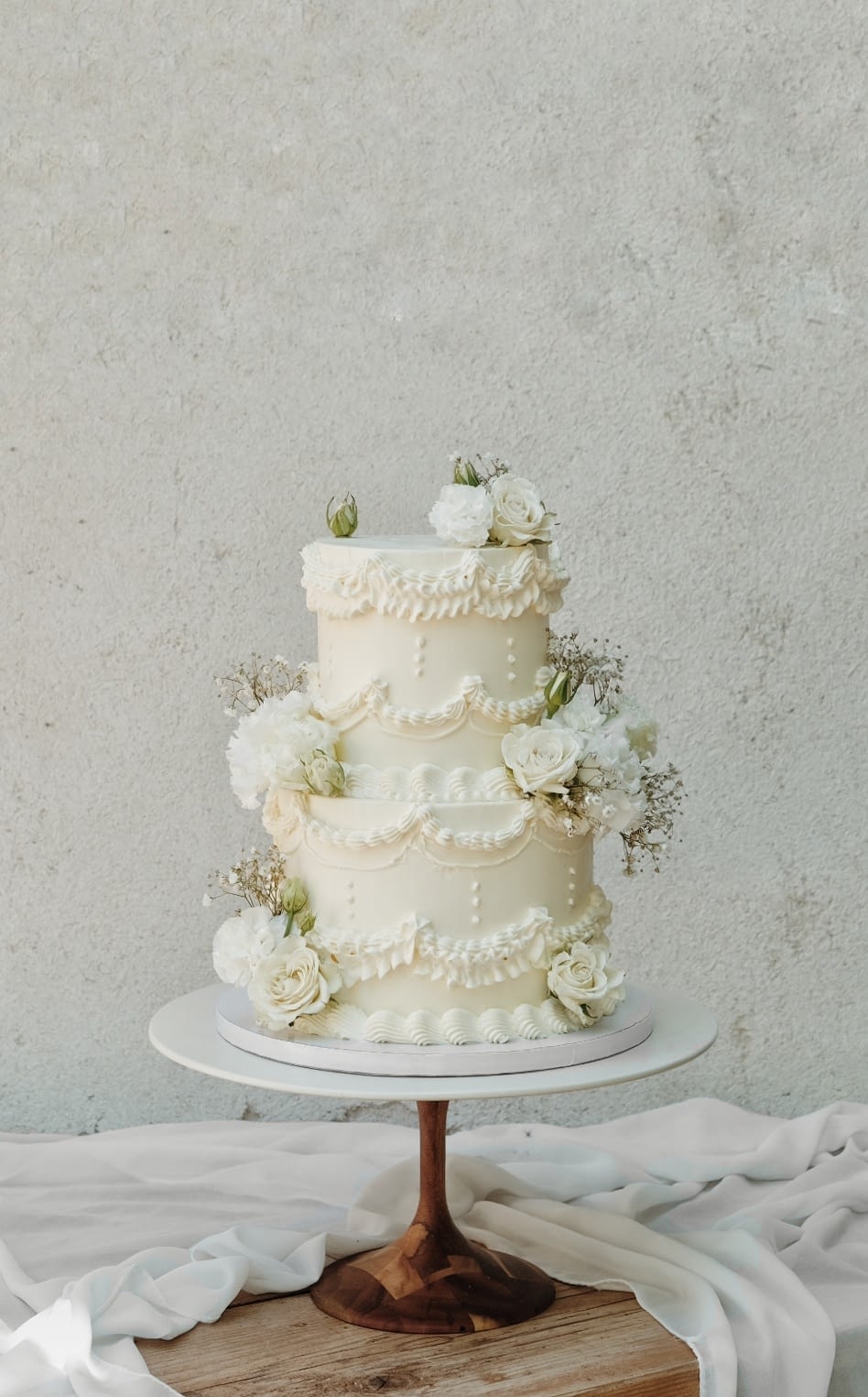 Vintage cake mariage fleuri